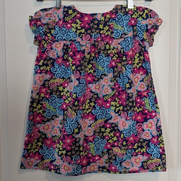 Hanna Andersson Girls Dress Size 110 (US 5) Pink/Blue Colorful Floral Flower - Picture 3 of 14